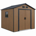 Tuinschuur 238 x 195 x 208 cm met dubbele deur en raam - Bruin/Antraciet