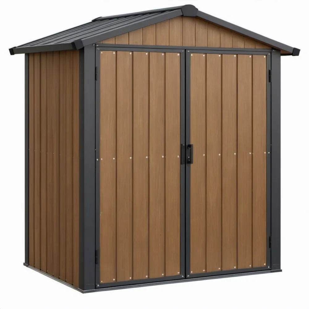 Stalen tuinhuis met dubbele deur 184 x 121 x 190 cm Bruin/Antraciet