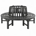 Ronde boombank van zwart gepoedercoat staal – 160 x 160 x 91 cm