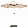Ronde parasolset met voet en zwengel Ø 270 cm - Crème/Bruin - Massief hardhout en polyester