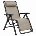 Verstelbare opvouwbare relaxstoel met hoofdsteun, taupe/zwart, 90 x 65 x 110 cm