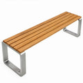 Tuinbank zonder rugleuning 180 x 40 x 45 cm van naturel teakhout en roestvrij staal