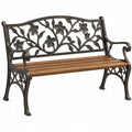 2-zits tuinbank 122 x 60 x 87 cm bruin en bronskleurig met acaciahouten zitting