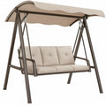 3-zits tuinbankschommel met verstelbare luifel, 170 x 110 x 153 cm, Beige/Donkerbruin