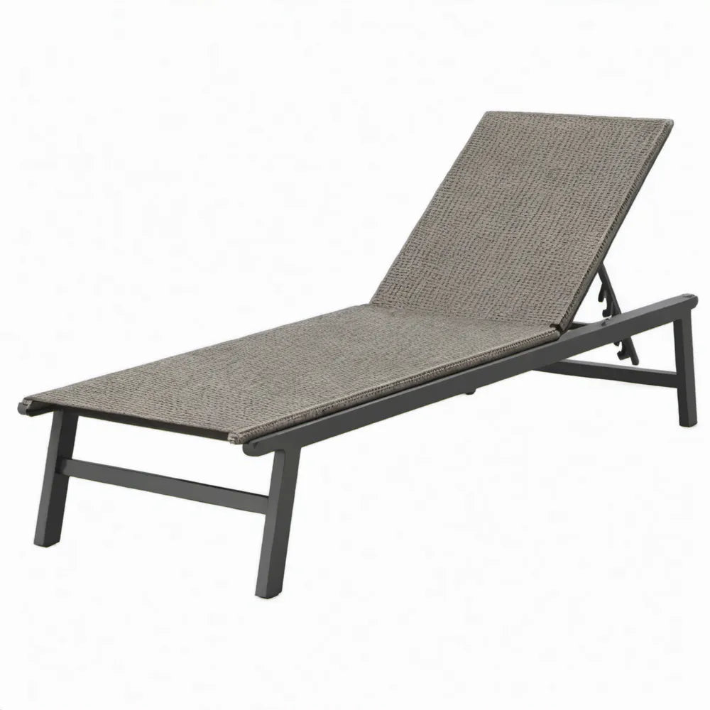 Verstelbaar ligbed 195 x 60 x 30 cm van grijs/antraciet PE-rattan en aluminium