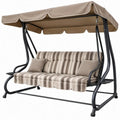 3-zits tuinschommel met luifel 200 x 120 x 170 cm taupe/beige/zwart