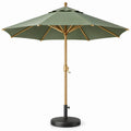 Ronde groene parasol Ø 300 cm met goudkleurig aluminium frame en zwarte voet