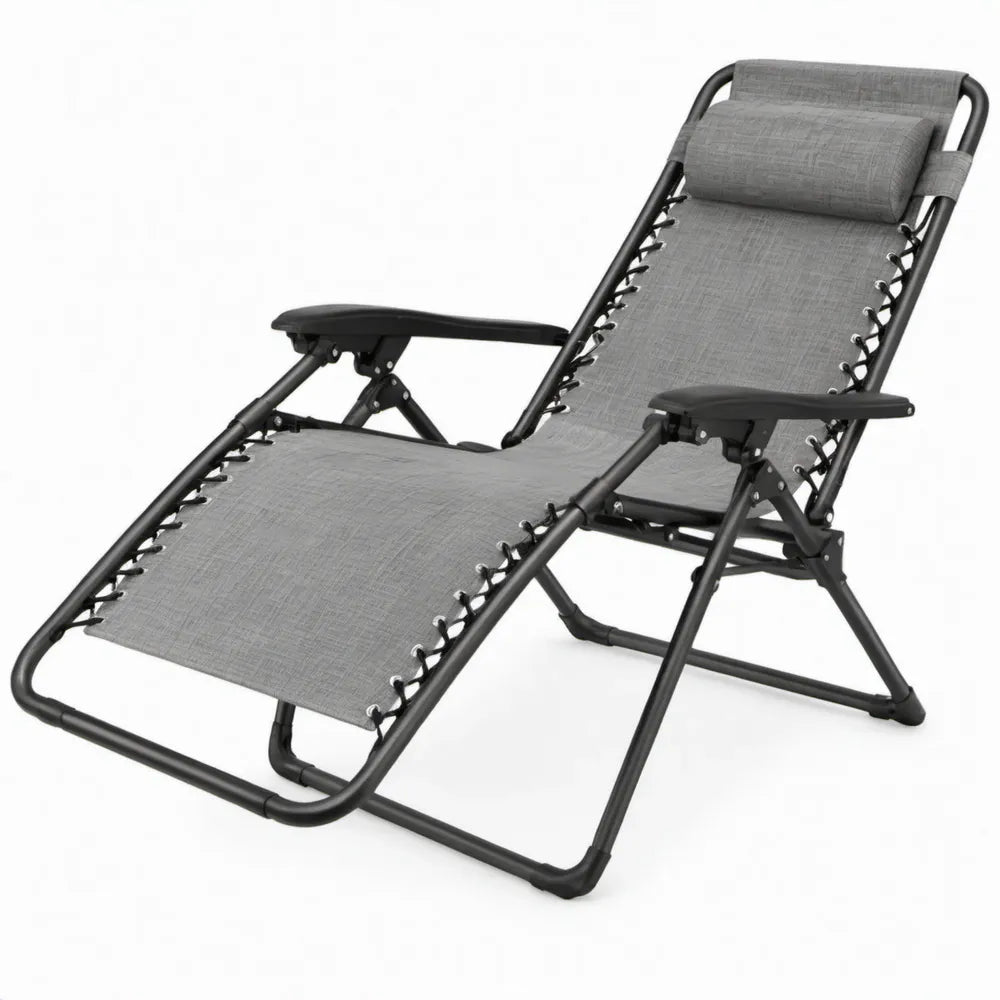 Verstelbare Relaxstoel met Hoofdsteun 165 x 65 x 110 cm Grijs/Zwart