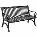 Zwarte 3-zits tuinbank van staal en gietijzer – 150 x 60 x 80 cm