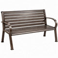 2-zits tuinbank van gepoedercoat staal, bruin, 120 x 60 x 85 cm