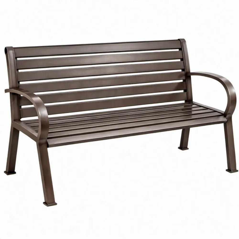 2-zits tuinbank van gepoedercoat staal, bruin, 120 x 60 x 85 cm