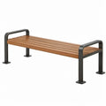 Buitenbank zonder rugleuning 180 x 45 x 45 cm van hardhouten latten en staal, bruin/zwart