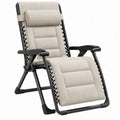 Verstelbare relaxstoel met hoofdsteun, beige/zwart, 165 x 65 x 80 cm