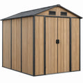 Metalen tuinschuur met dubbele deur 277 x 191 x 192 cm in houtlook bruin/antraciet