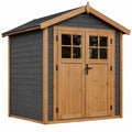 Houten tuinhuis 200 x 200 x 220 cm antracietgrijs met naturel dubbele deuren